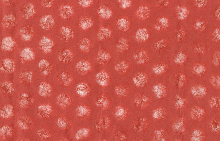  Large Dots Pattern: Red Banana & Jute Fibres Tissue, Mesh Overlay